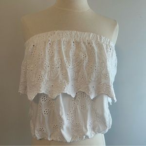 Young, Fabulous & Broke - adorable white eyelet strapless top